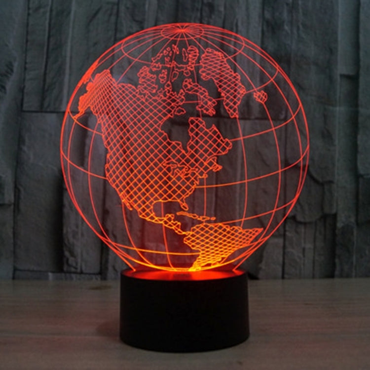 America Globe Style 3D Touch Switch Control LED Light , 7 Colour Discoloration Creative Visual Stereo Lamp Desk Lamp Night Light