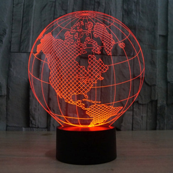 America Globe Style 3D Touch Switch Control LED Light , 7 Colour Discoloration Creative Visual Stereo Lamp Desk Lamp Night Light