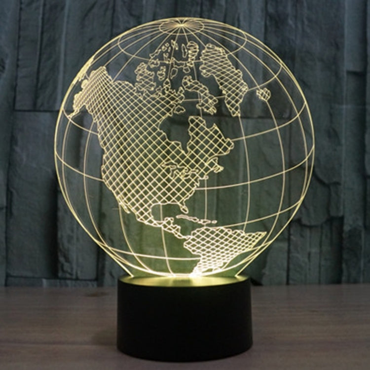 America Globe Style 3D Touch Switch Control LED Light , 7 Colour Discoloration Creative Visual Stereo Lamp Desk Lamp Night Light