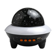 LED Flying Saucer Starry Sky Light Bluetooth Music Star Projection Night Light with Remote Control (Black)