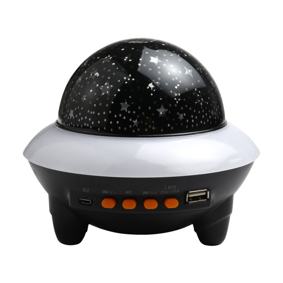 LED Flying Saucer Starry Sky Light Bluetooth Music Star Projection Night Light with Remote Control (Black)