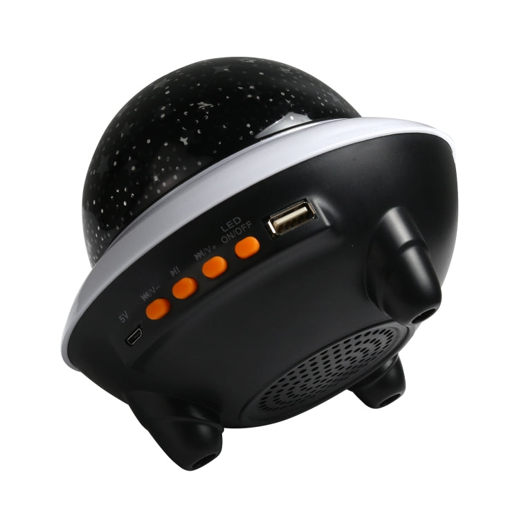 LED Flying Saucer Starry Sky Light Bluetooth Music Star Projection Night Light with Remote Control (Black)