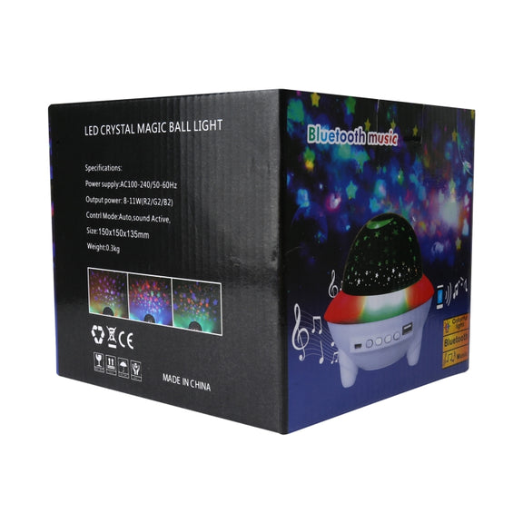 LED Flying Saucer Starry Sky Light Bluetooth Music Star Projection Night Light with Remote Control (Black)