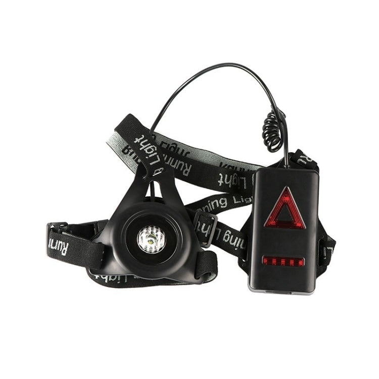 White Light Torch Outdoor Sport Running Light, LED Night Running Flashlight Warning Lights USB Charge Chest Lamp(Black)