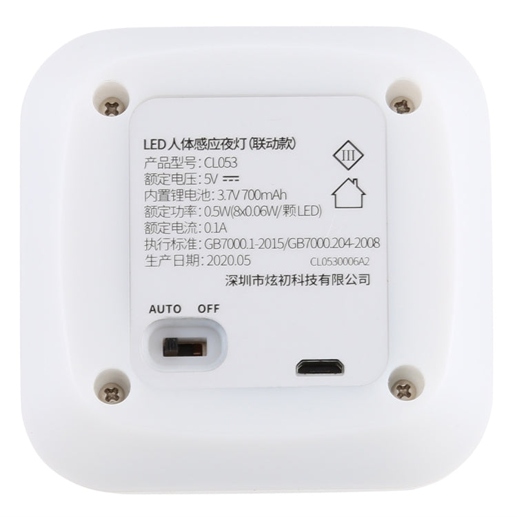 CL053 LED Square Human Body Sensor Light, Style: Linkage (Warm White)