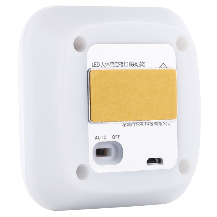 CL053 LED Square Human Body Sensor Light, Style: Linkage (Warm White)