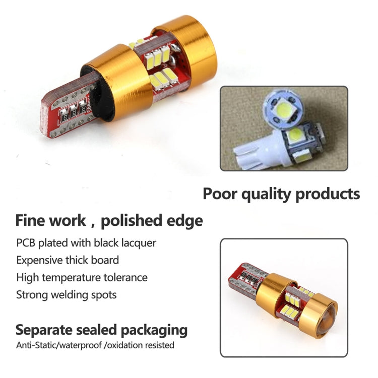 2 PCS LED Light Bulb 6000K White Super Bright 168 2825 W5W T10 Decoder Replacement, For Car Dome Map Side Marker Door Courtesy License Plate Lights(Gold)