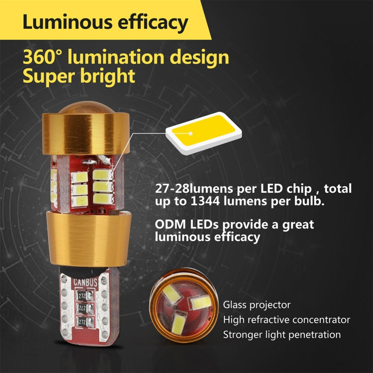 2 PCS LED Light Bulb 6000K White Super Bright 168 2825 W5W T10 Decoder Replacement, For Car Dome Map Side Marker Door Courtesy License Plate Lights(Gold)