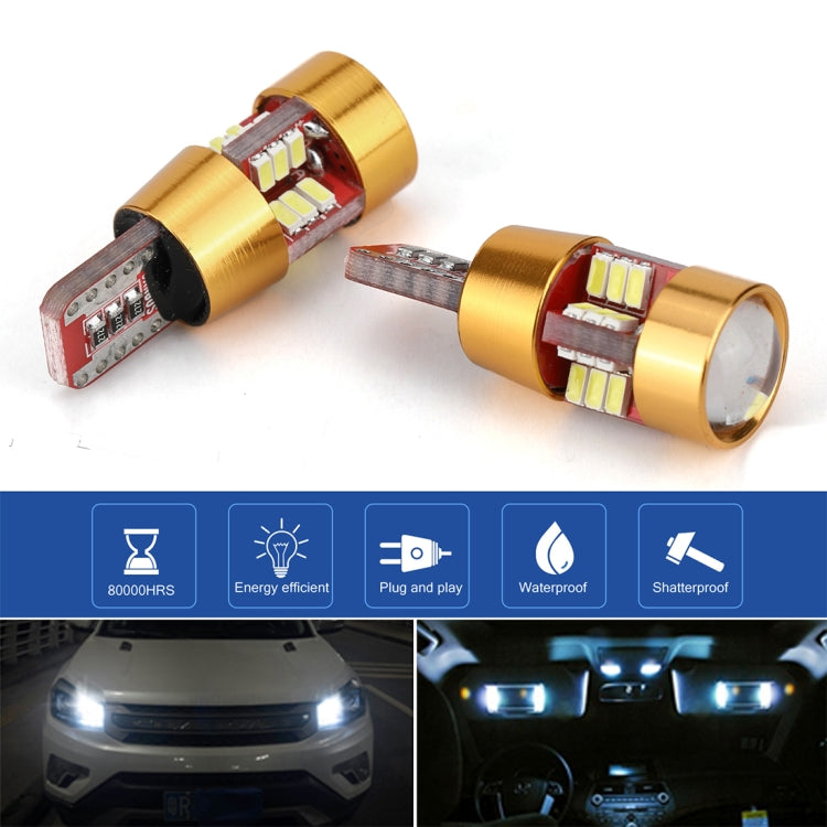 2 PCS LED Light Bulb 6000K White Super Bright 168 2825 W5W T10 Decoder Replacement, For Car Dome Map Side Marker Door Courtesy License Plate Lights(Gold)