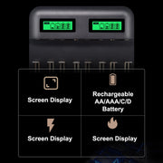 5V 2A USB 8 Slot Battery Charger for AA & AAA & C / D Battery, with LCD Display