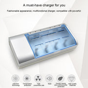 AC 100-240V 4 Slot Battery Charger for AA & AAA & C / D Size Battery, EU Plug