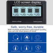 Micro USB 4 Slot Battery Charger for 3.7V Lithium-ion Battery, with LCD Display