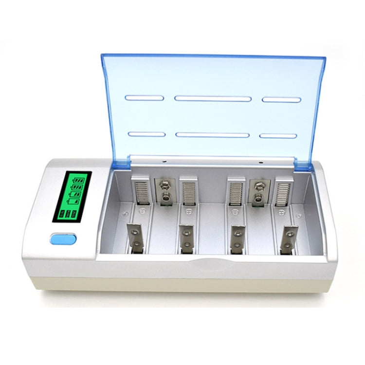 AC 100-240V 4 Slot Battery Charger for AA & AAA & C / D Size Battery, with LCD Display, EU Plug