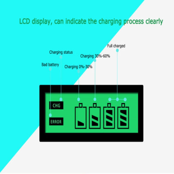 AC 100-240V 4 Slot Battery Charger for AA & AAA Battery, with LCD Display, UK Plug