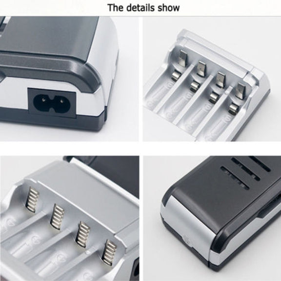 AC 100-240V 4 Slot Battery Charger for AA & AAA Battery, with LCD Display, US Plug