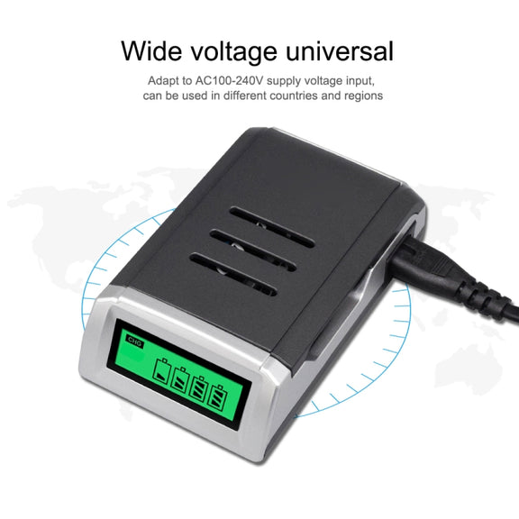 AC 100-240V 4 Slot Battery Charger for AA & AAA Battery, with LCD Display, US Plug