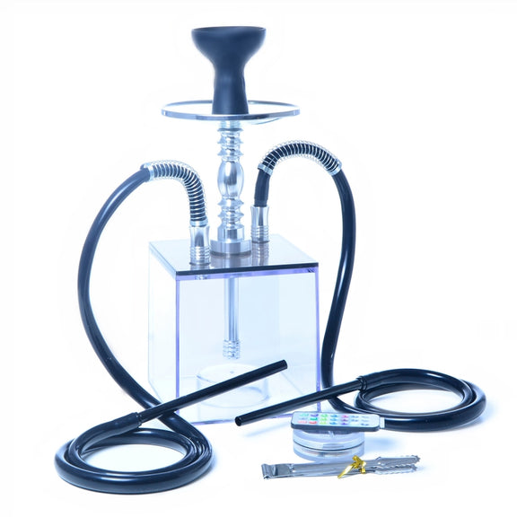 Cube Acrylic Double Pipe Hookah Set