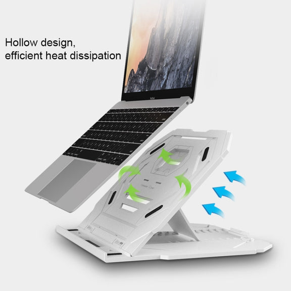T3 Multi-function Hollow Design Cooling Bracket with 10-Level Adjustable Angle for Notebook,  MacBook, iPad, Mobile Phones(White)