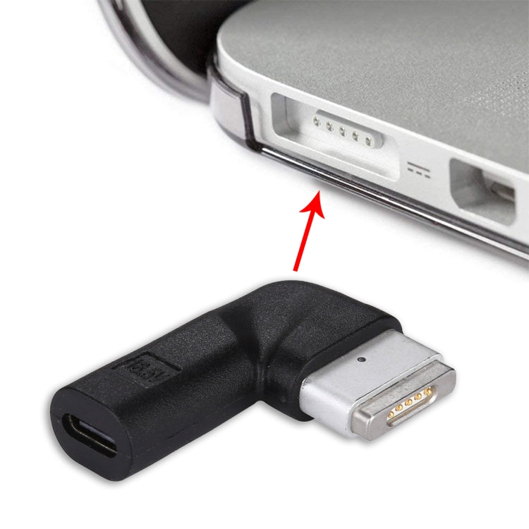 USB-C / Type-C Female to 5 Pin MagSafe 2 (T-Shaped) Male Charge Adapter(Black)