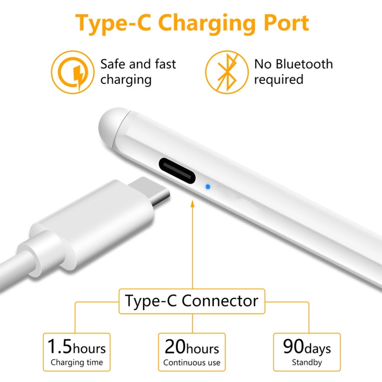 1.4-2.3mm Magnetic Design Superfine Nib Prevent Accidental Touch Handwritten Capacitive Screen Stylus Pen(White)