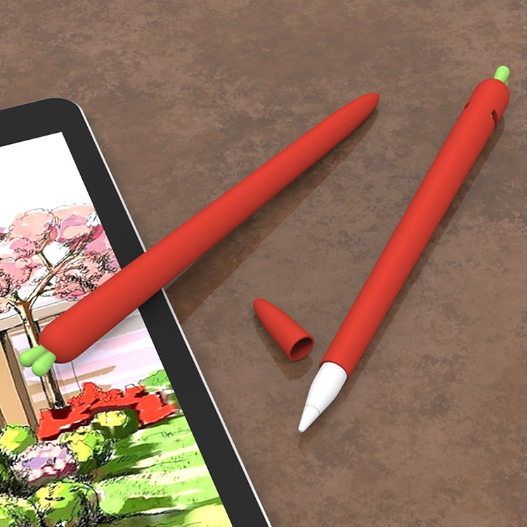 LOVE MEI For Apple Pencil 2 Carrot Shape Stylus Pen Silicone Protective Case Cover(Red)