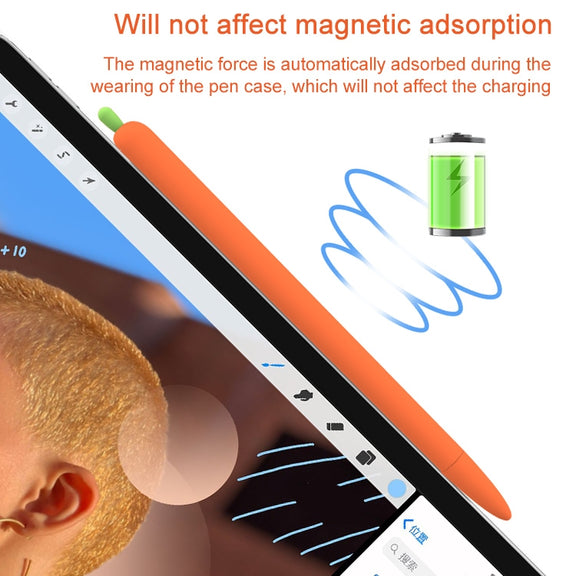 LOVE MEI For Apple Pencil 2 Carrot Shape Stylus Pen Silicone Protective Case Cover(White)