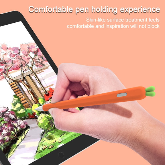 LOVE MEI For Apple Pencil 2 Carrot Shape Stylus Pen Silicone Protective Case Cover(White)