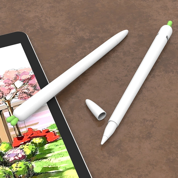 LOVE MEI For Apple Pencil 2 Carrot Shape Stylus Pen Silicone Protective Case Cover(White)