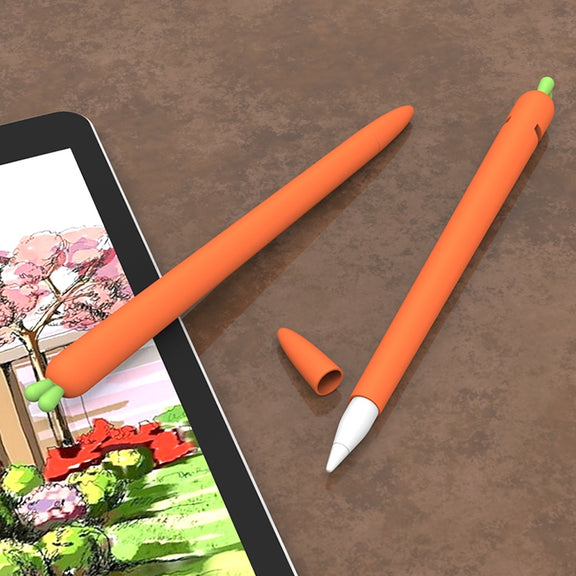 LOVE MEI For Apple Pencil 1 Carrot Shape Stylus Pen Silicone Protective Case Cover (Orange)