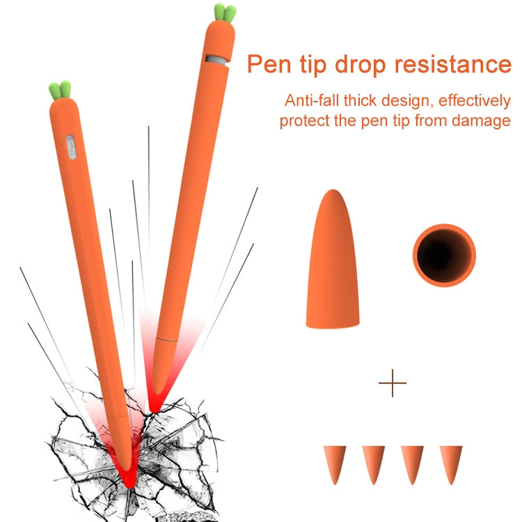 LOVE MEI For Apple Pencil 1 Carrot Shape Stylus Pen Silicone Protective Case Cover (Red)