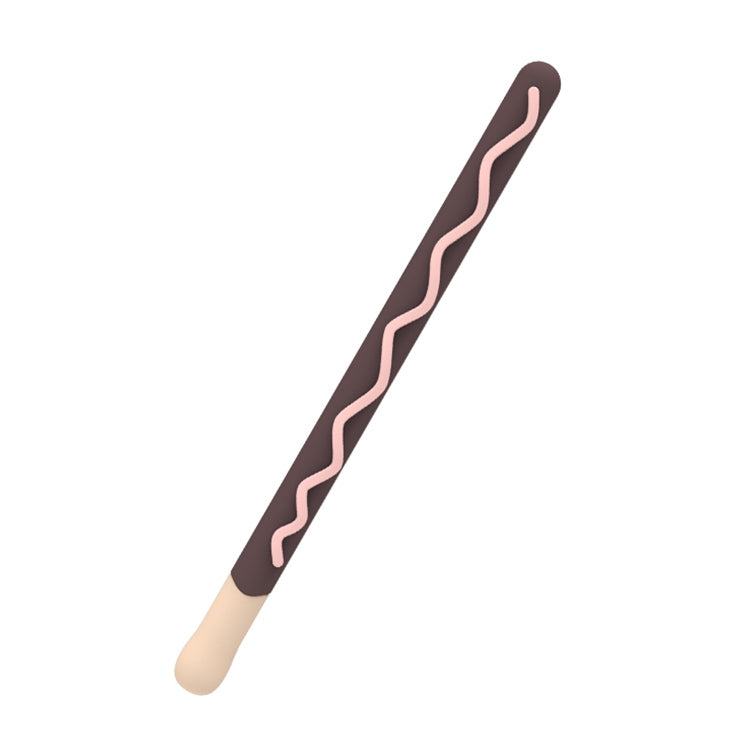 LOVE MEI For Apple Pencil 2 Stripe Design Stylus Pen Silicone Protective Case Cover (Black)