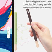 LOVE MEI For Apple Pencil 2 Stripe Design Stylus Pen Silicone Protective Case Cover (Black)