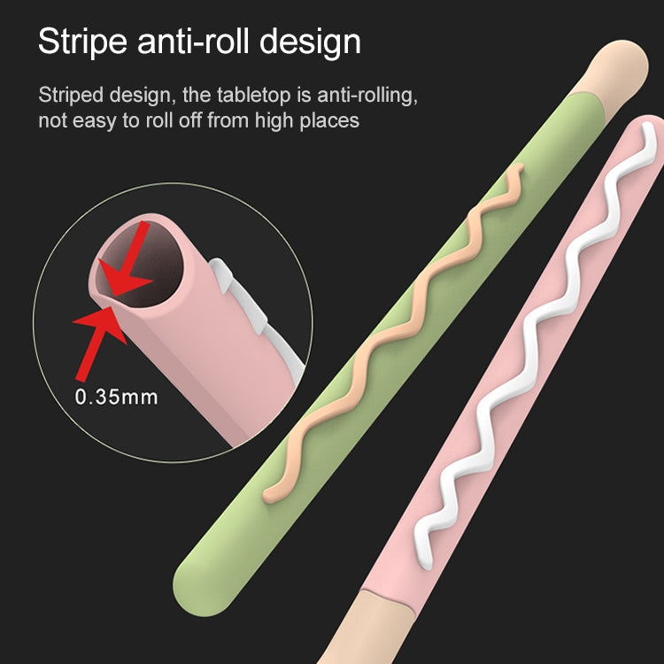 LOVE MEI For Apple Pencil 2 Stripe Design Stylus Pen Silicone Protective Case Cover (Black)