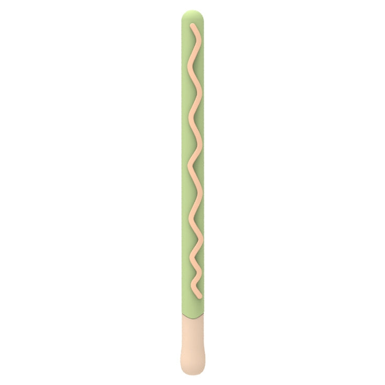 LOVE MEI For Apple Pencil 2 Stripe Design Stylus Pen Silicone Protective Case Cover (Green)