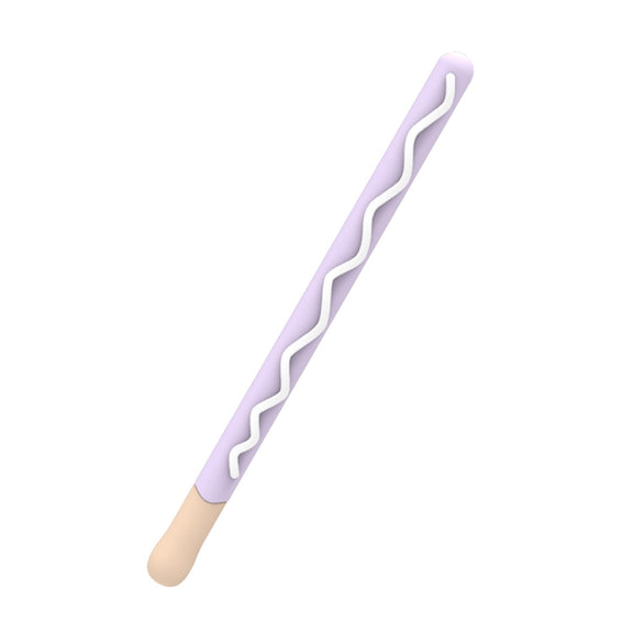 LOVE MEI For Apple Pencil 2 Stripe Design Stylus Pen Silicone Protective Case Cover (Purple)