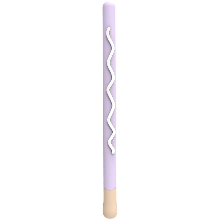 LOVE MEI For Apple Pencil 1 Stripe Design Stylus Pen Silicone Protective Case Cover(Purple)