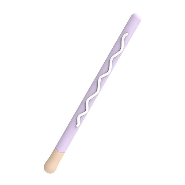 LOVE MEI For Apple Pencil 1 Stripe Design Stylus Pen Silicone Protective Case Cover(Purple)