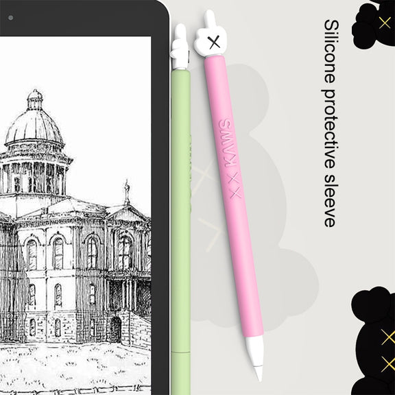 LOVE MEI For Apple Pencil 1 Middle Finger Shape Stylus Pen Silicone Protective Case Cover (Black)
