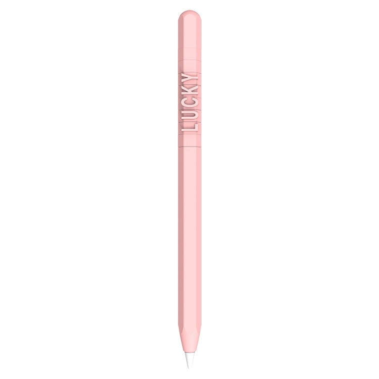 LOVE MEI For Apple Pencil 1 Number Letter Design Stylus Pen Silicone Protective Case Cover(Pink)