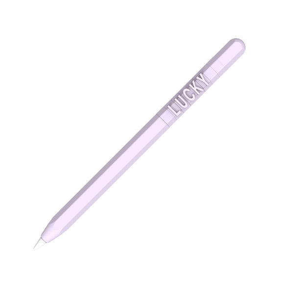 LOVE MEI For Apple Pencil 1 Number Letter Design Stylus Pen Silicone Protective Case Cover(Purple)