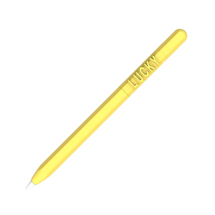 LOVE MEI For Apple Pencil 1 Number Letter Design Stylus Pen Silicone Protective Case Cover(Yellow)