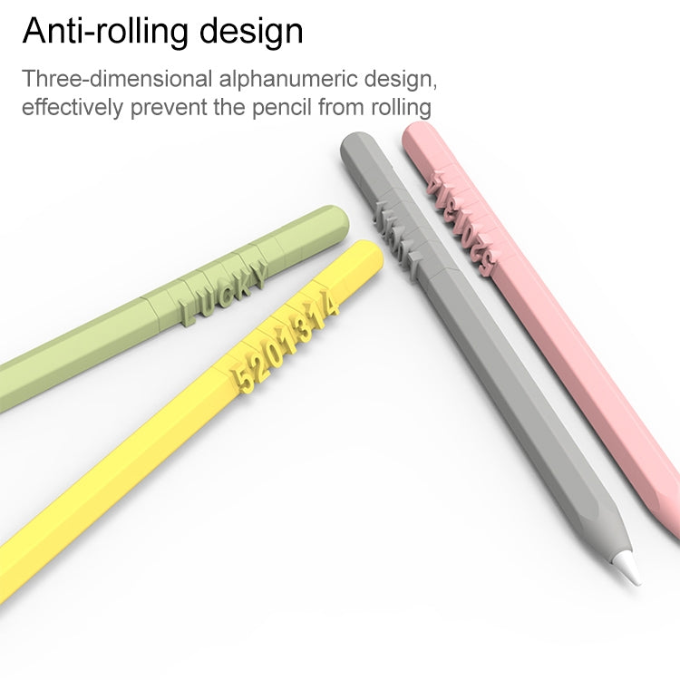 LOVE MEI For Apple Pencil 1 Number Letter Design Stylus Pen Silicone Protective Case Cover(Yellow)