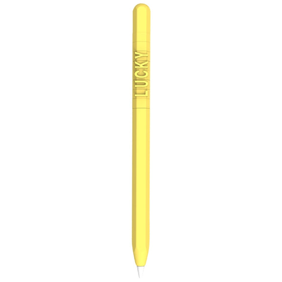 LOVE MEI For Apple Pencil 1 Number Letter Design Stylus Pen Silicone Protective Case Cover(Yellow)