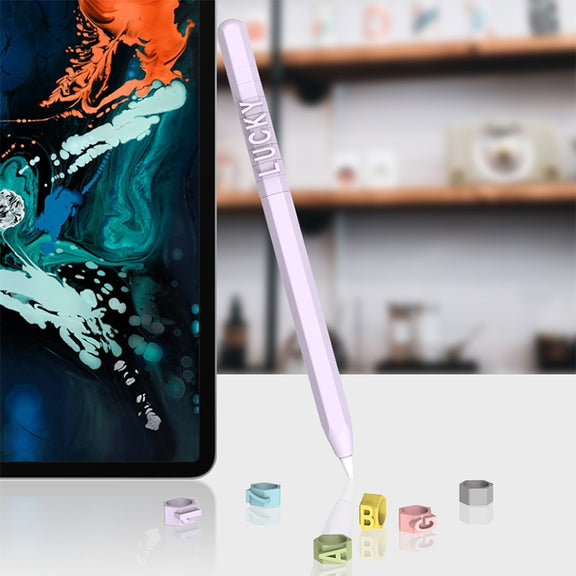 LOVE MEI For Apple Pencil 2 Number Letter Design Stylus Pen Silicone Protective Case Cover (Green)