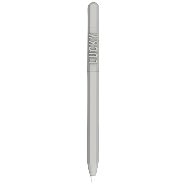 LOVE MEI For Apple Pencil 2 Number Letter Design Stylus Pen Silicone Protective Case Cover (Grey)