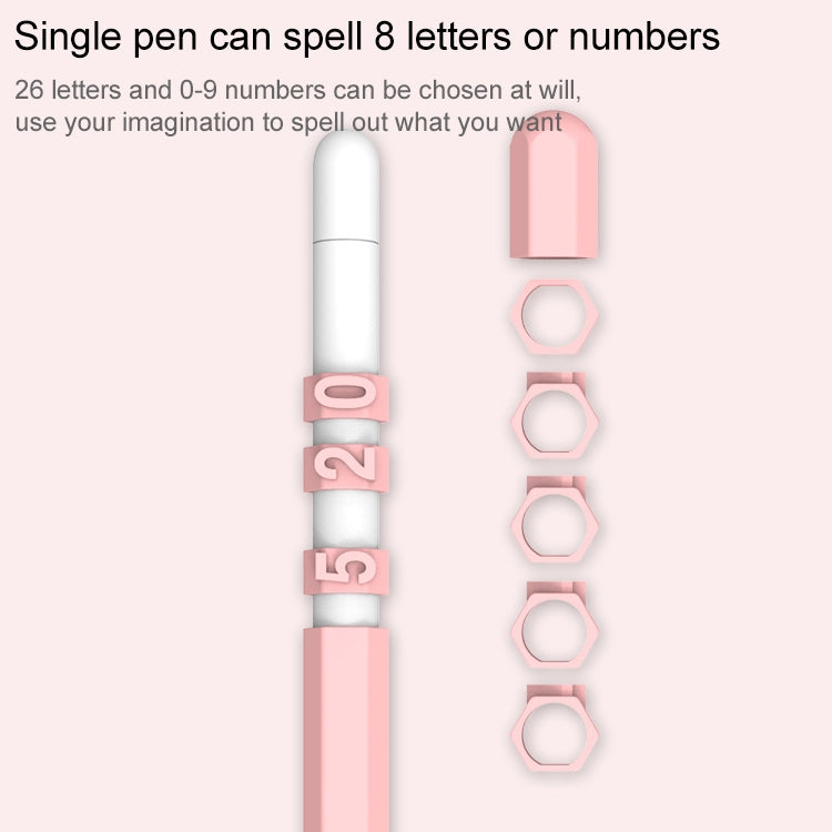 LOVE MEI For Apple Pencil 2 Number Letter Design Stylus Pen Silicone Protective Case Cover (Grey)