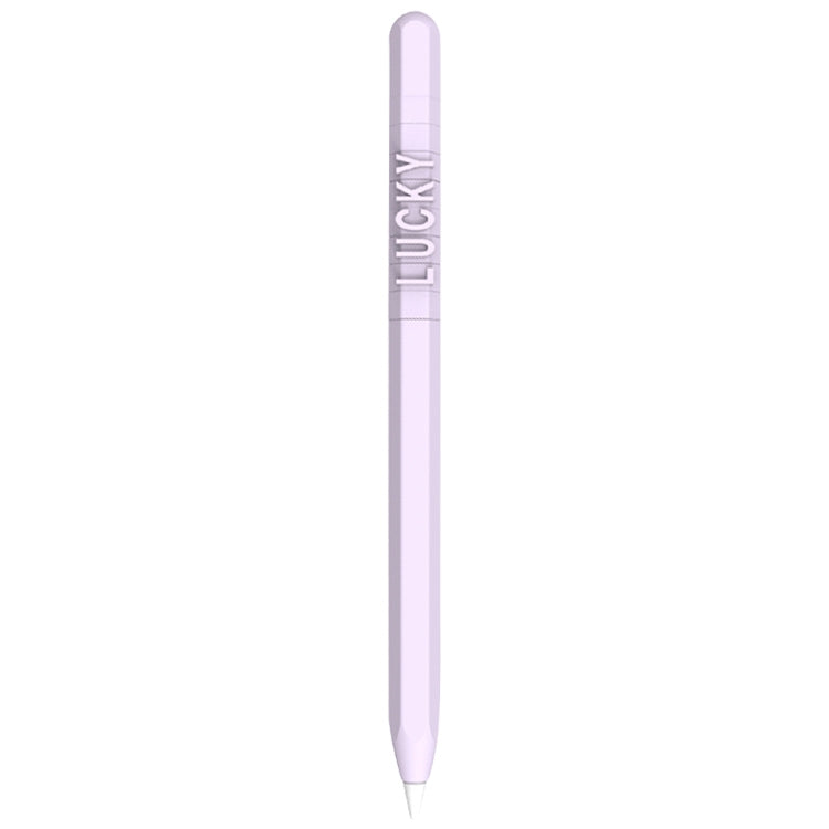 LOVE MEI For Apple Pencil 2 Number Letter Design Stylus Pen Silicone Protective Case Cover (Purple)