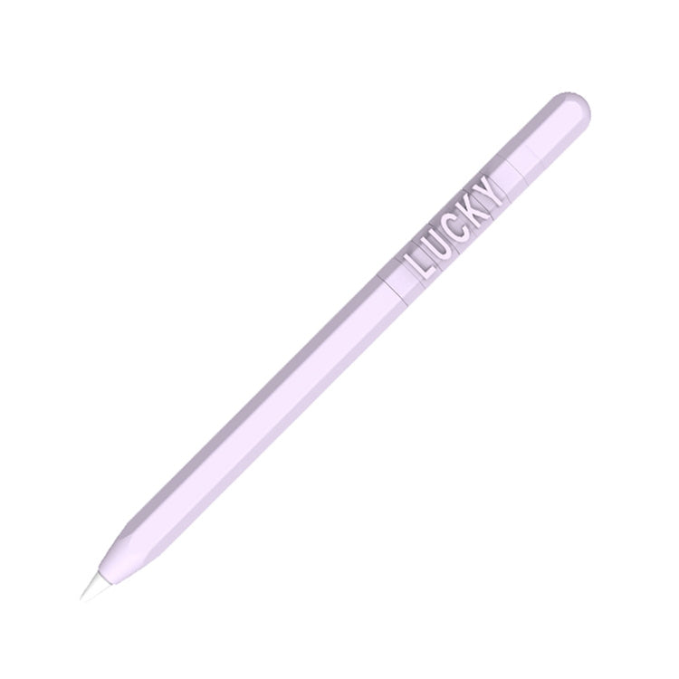 LOVE MEI For Apple Pencil 2 Number Letter Design Stylus Pen Silicone Protective Case Cover (Purple)