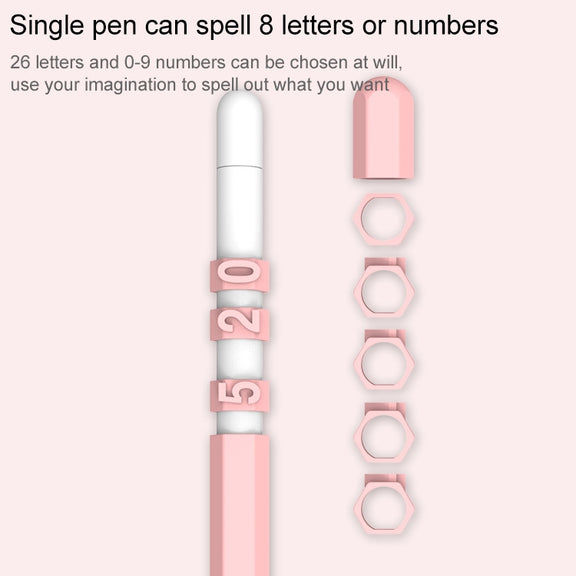 LOVE MEI For Apple Pencil 2 Number Letter Design Stylus Pen Silicone Protective Case Cover (Purple)