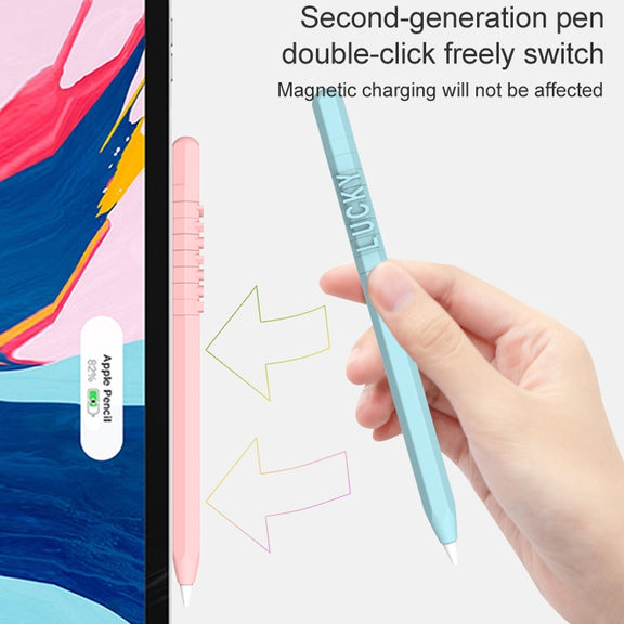 LOVE MEI For Apple Pencil 2 Number Letter Design Stylus Pen Silicone Protective Case Cover (Purple)